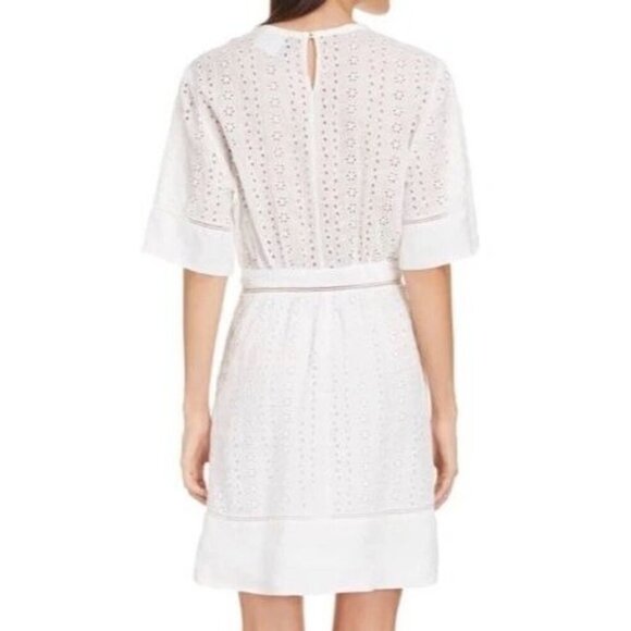 Isabel Marant White Embroidered Eyelet Lace Asymmetric Boho Mini Dress Size 42 - Picture 3 of 17